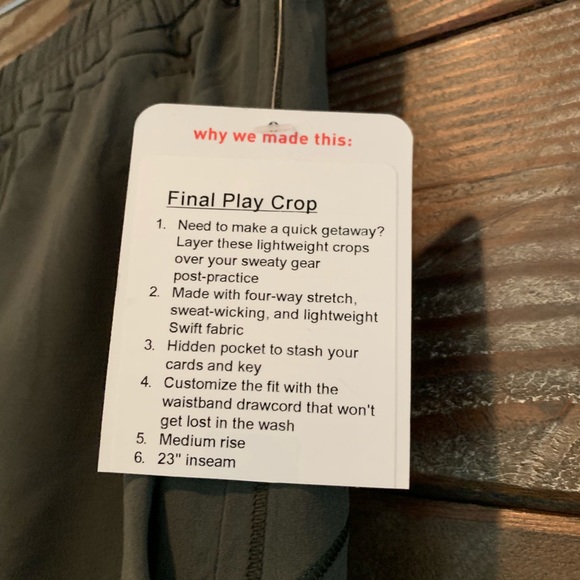NWT Lululemon Final Play Crop - Picture 2 of 4